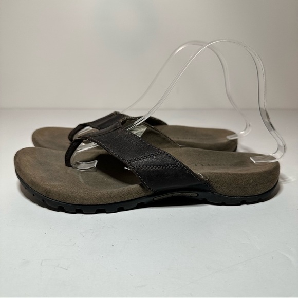 Merrell Mens Flip Flops Size 7 Brown Leather (J598617) (121 Box 15) - Picture 2 of 10